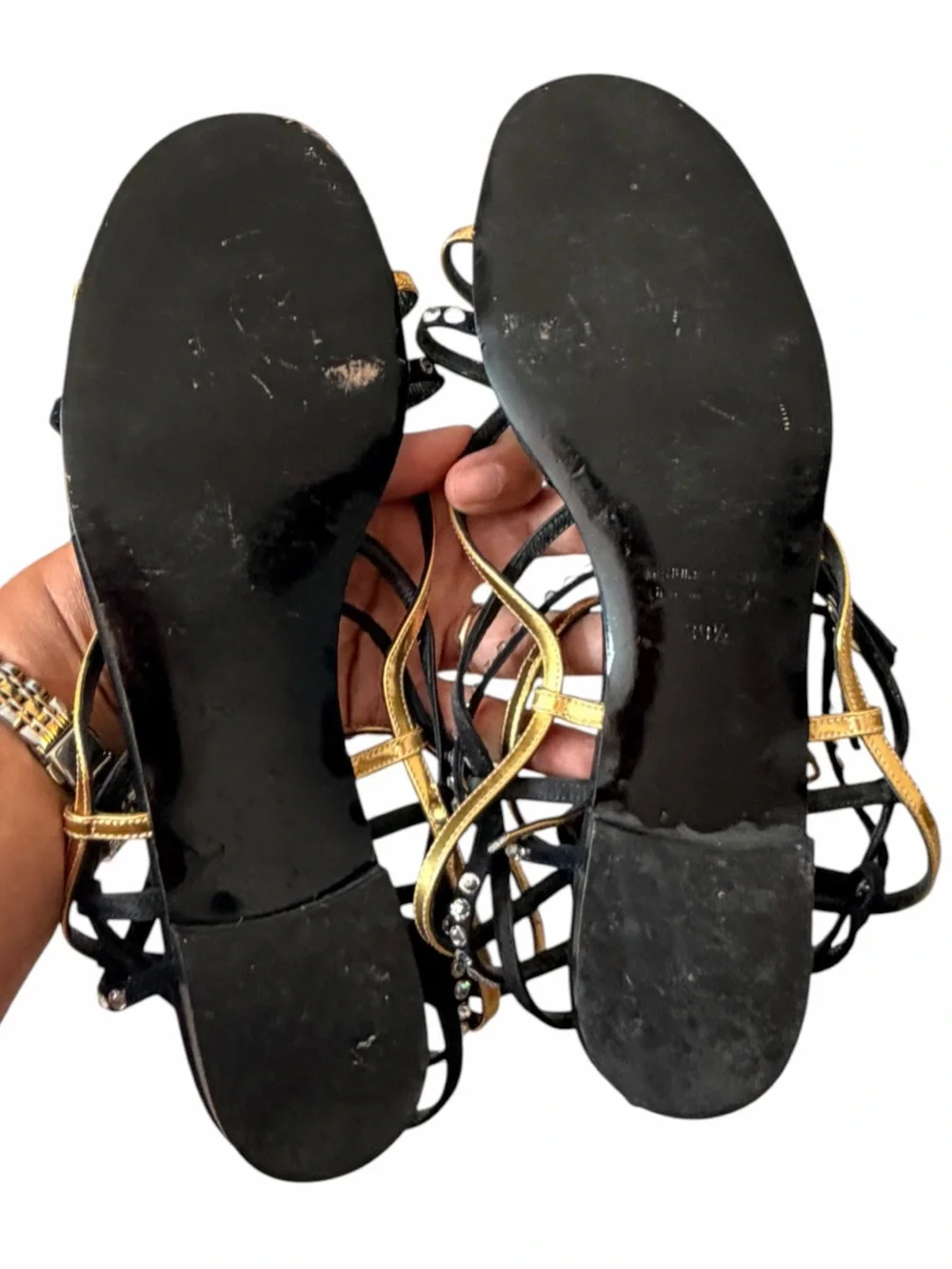 Vintage Pierre Hardy Sequin Leather Strappy Sandals 39.5